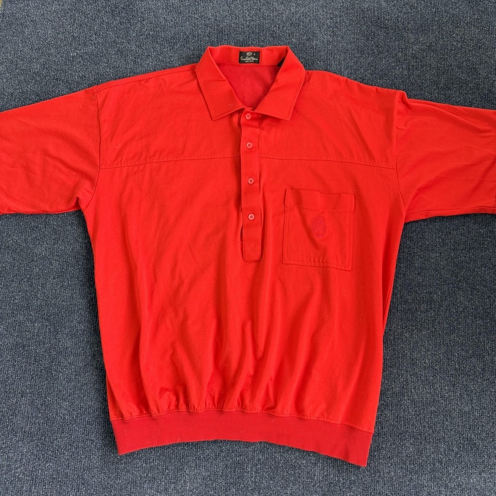 Vintage Countess Mara Polo Shirt Mens 2XL Red Banded Waist Pocket Knit Casual